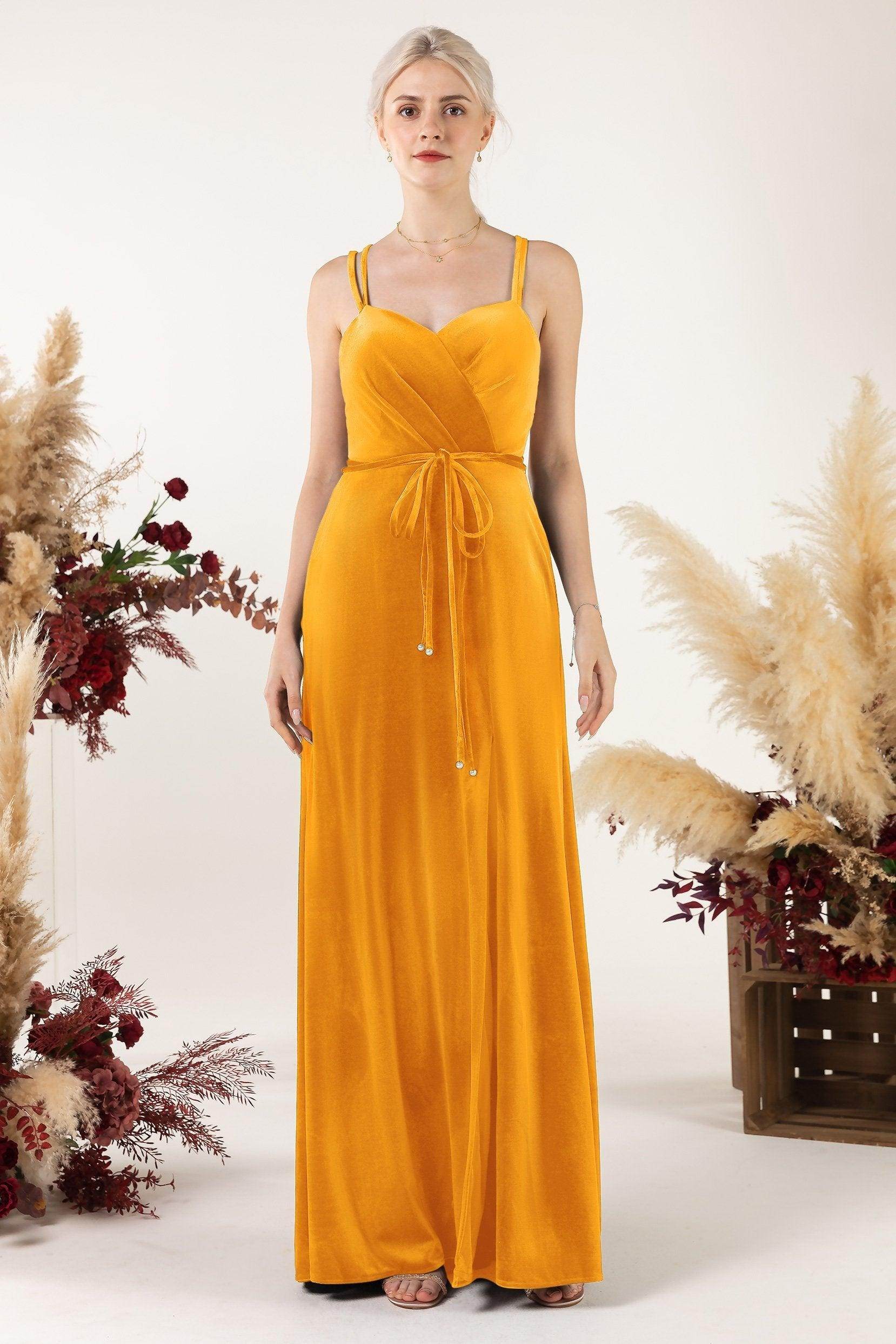 Sheath Sweep-Brush Train Velvet Bridesmaid Dress Formal Dresses CB0533 - COCOMELODY